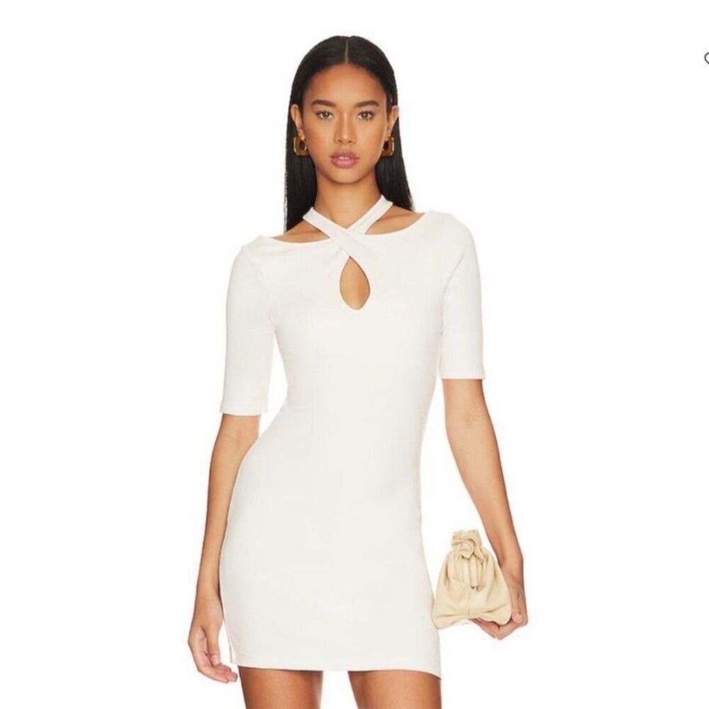 Skin Women's Bodycon Cutout Short Dress Beige Size xs NWT